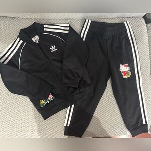 Adidas Toddler Kids  Black Track Suit Hello Kitty 4T